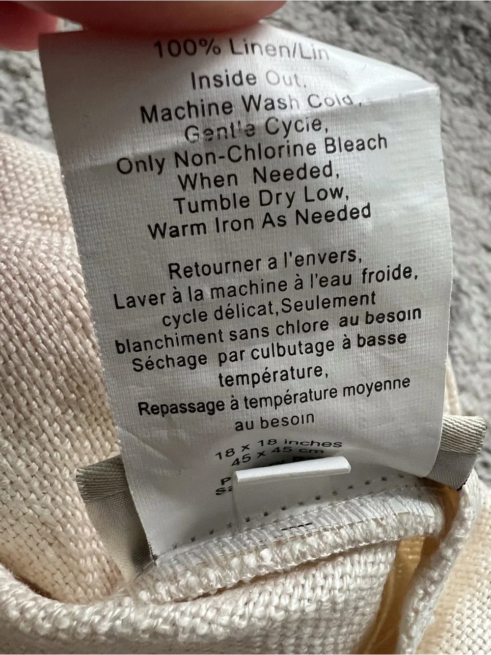 Pottery Barn Cream Pillow Cover Sham Linen Accent Button Coastal Neutral 18 inch